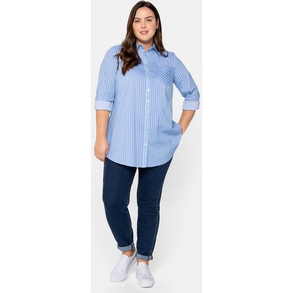 Sheego Klassische Bluse Longbluse Langarm