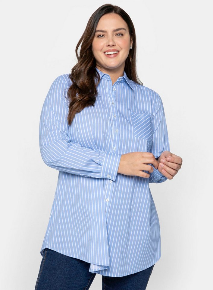 Sheego Klassische Bluse Longbluse Langarm – Bild 3 von 5