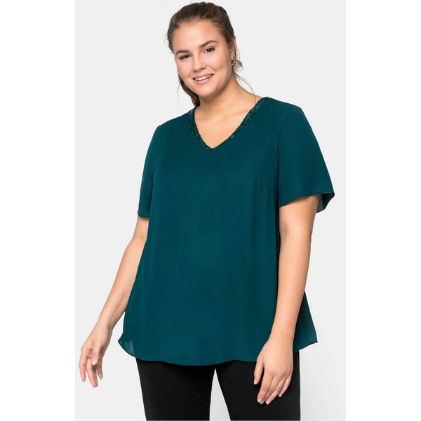 Sheego Klassische Bluse Tunika Kurzarm