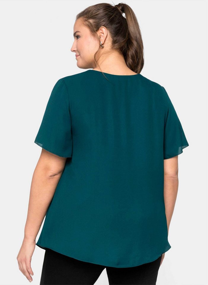 Sheego Klassische Bluse Tunika Kurzarm – Bild 2 von 5
