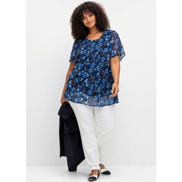 Sheego Klassische Bluse Tunika Kurzarm