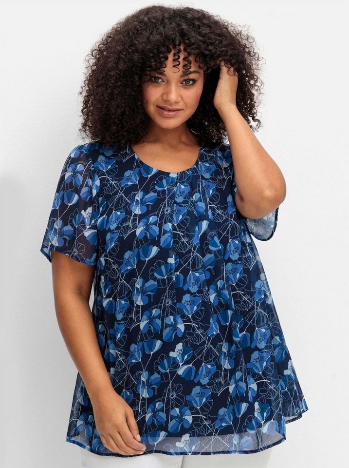 Sheego Klassische Bluse Tunika Kurzarm – Bild 3 von 5