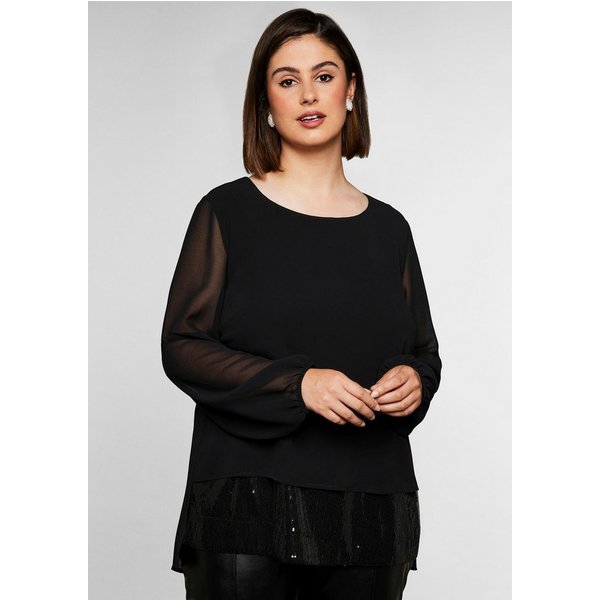 Sheego Klassische Bluse Tunika Langarm