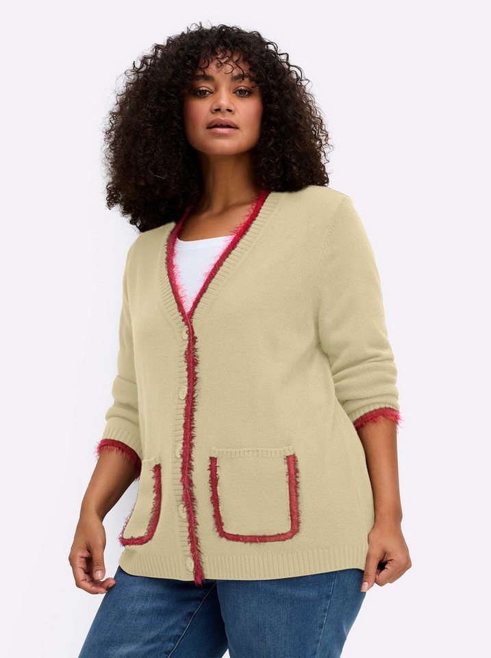 Sheego Strickjacke Strickjacke Langarm Jersey – Bild 5 von 5