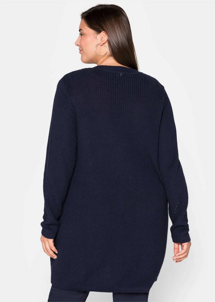 Sheego Strickjacke Longstrickjacke Langarm aus Grobstrick, in offener Form – Bild 2 von 5