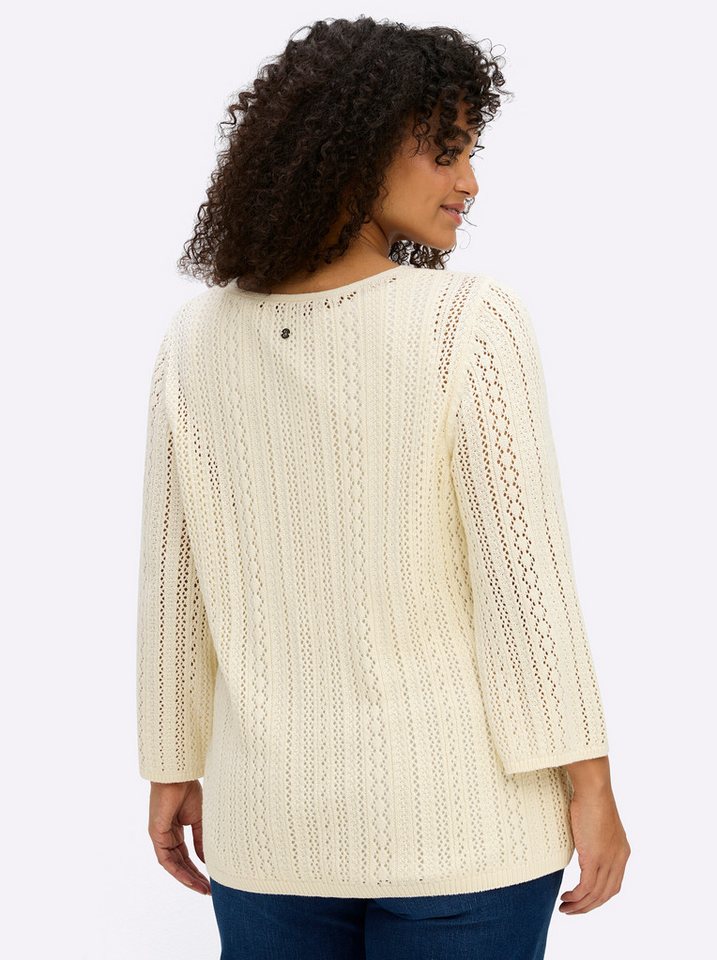 Sheego Strickpullover 3/4-Arm-Pullover 3/4-Arm Ajourstrick – Bild 2 von 5