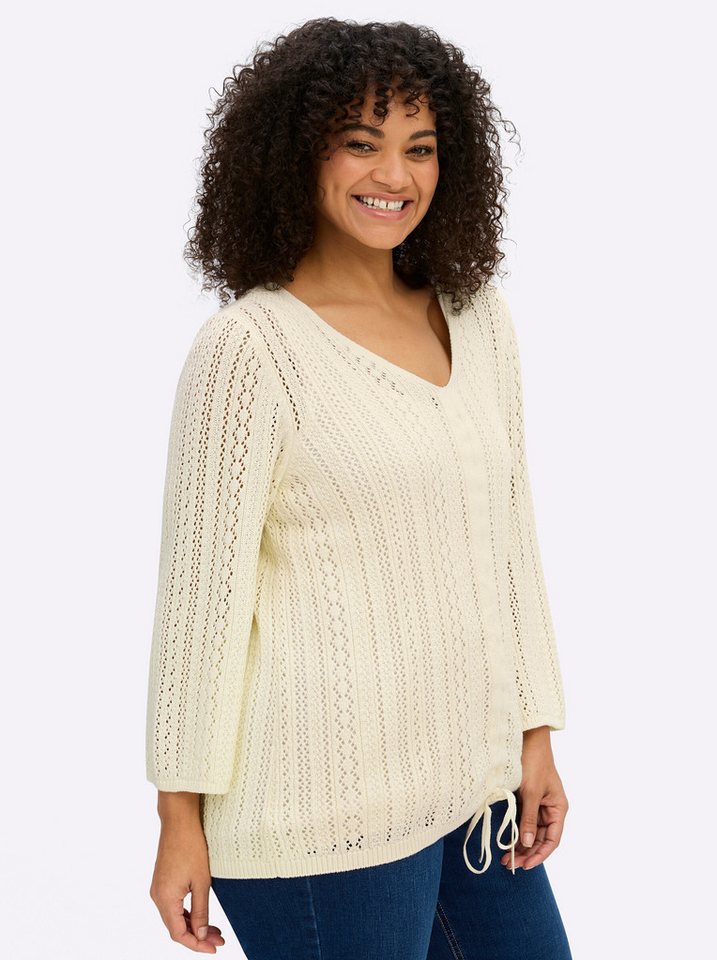 Sheego Strickpullover 3/4-Arm-Pullover 3/4-Arm Ajourstrick – Bild 5 von 5