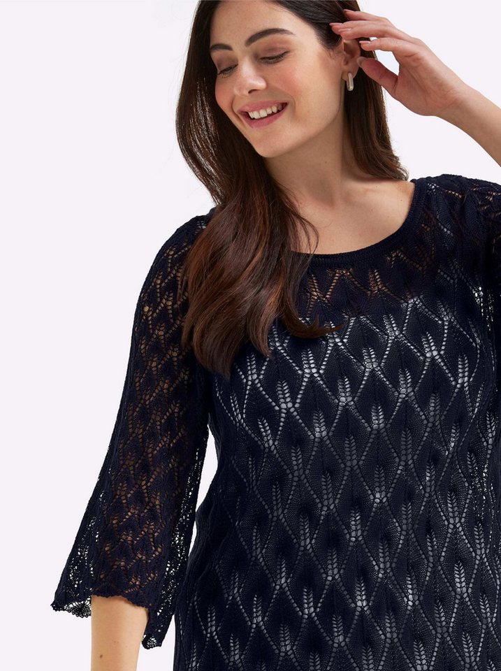 Sheego Strickpullover 3/4-Arm-Pullover 3/4-Arm Ajourstrick – Bild 4 von 5