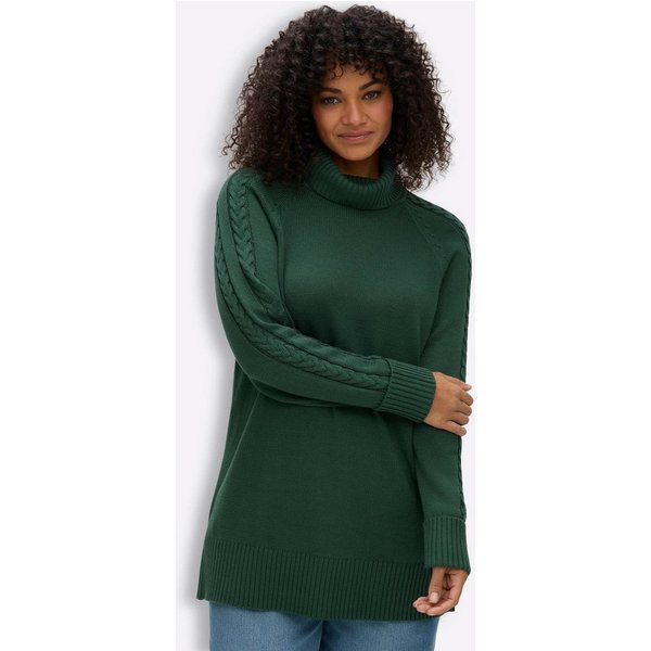 Sheego Strickpullover Pullover Langarm Grobstrick, Zopfmuster