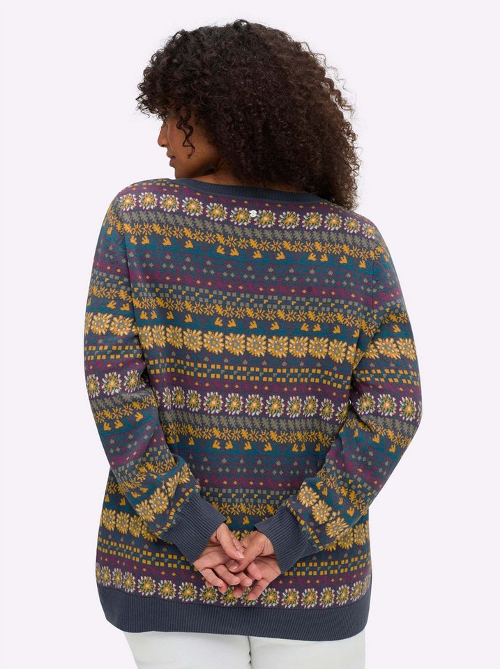 Sheego Strickpullover Pullover Langarm Jacquard – Bild 2 von 5