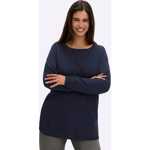 Sheego Strickpullover Rundhalspullover Langarm aus angenehmer Viskosemischung