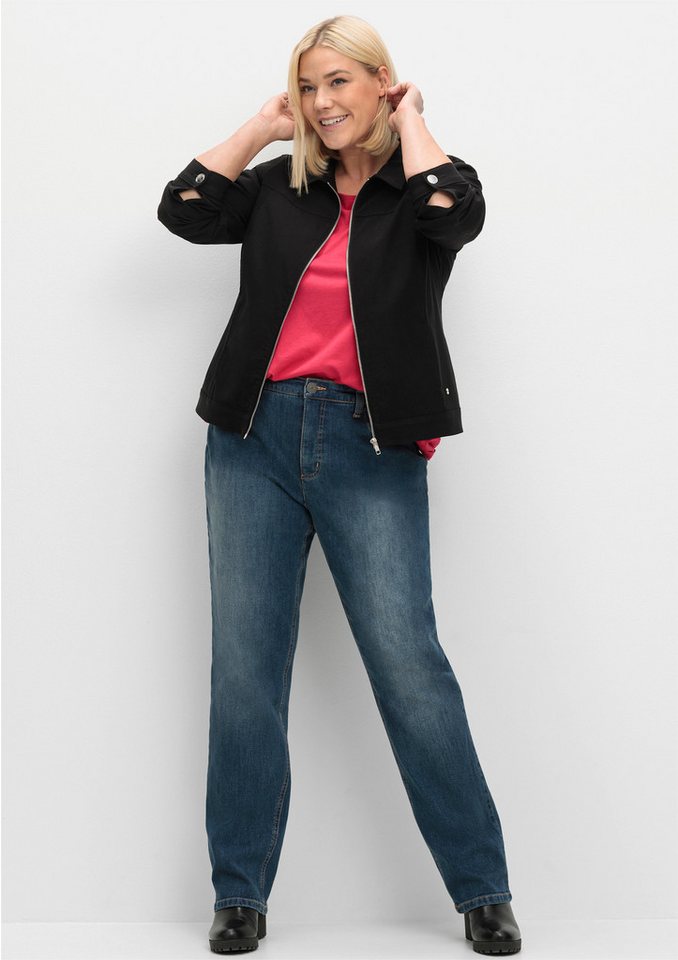 Sheego Winterjacke Kurzjacke Langarm aus Bengalin, in taillierter Form – Bild 4 von 5