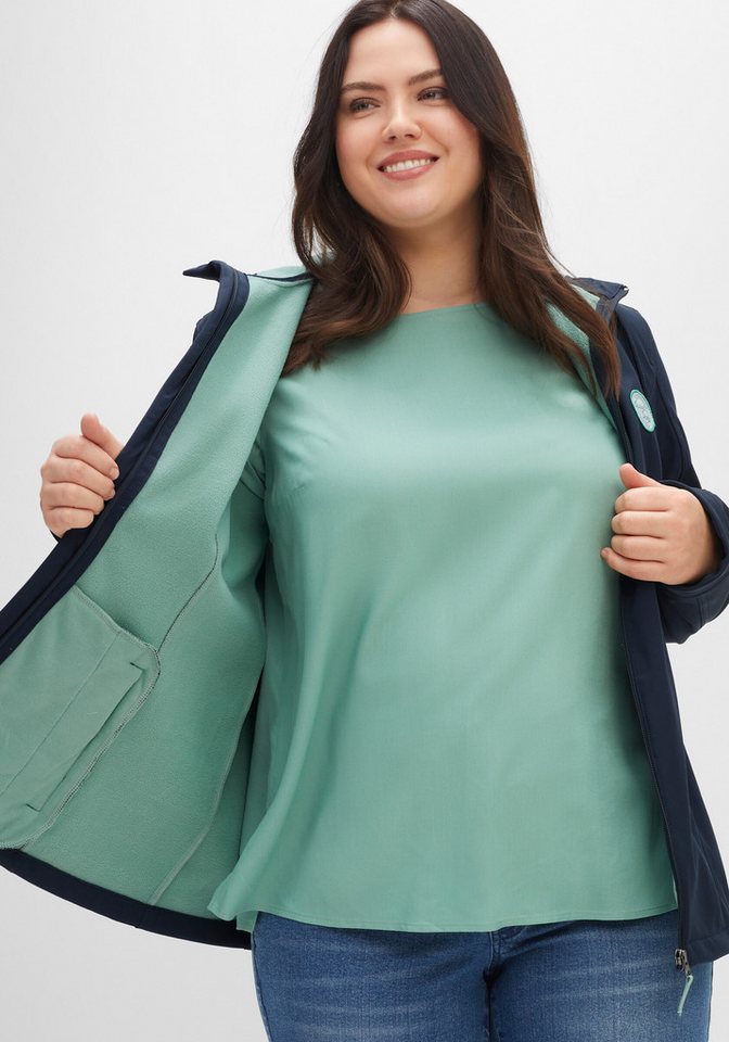 Sheego Winterjacke Softshelljacke Langarm mit Fleece-Innenseite, winddichte Qualität – Bild 3 von 5