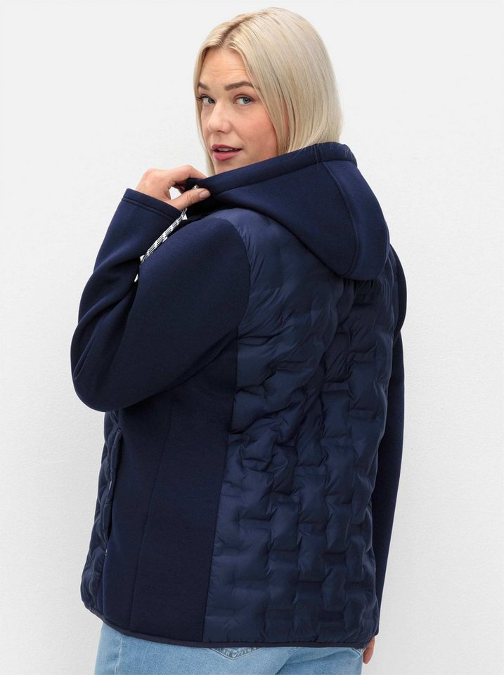 Sheego Winterjacke Steppjacke Langarm im Materialmix, mit abnehmbarer Kapuze – Bild 2 von 5