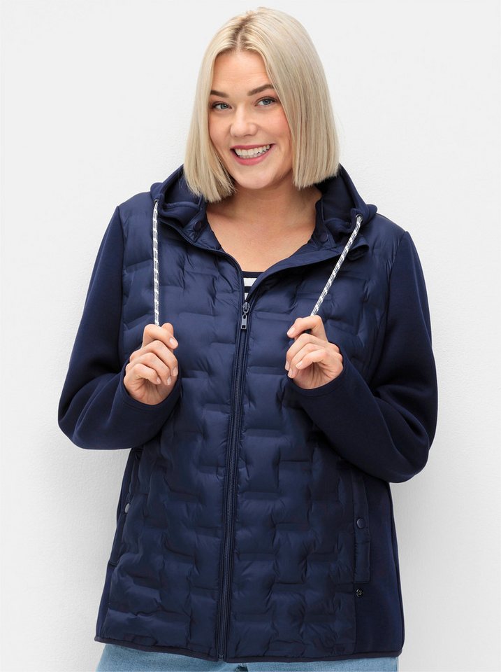 Sheego Winterjacke Steppjacke Langarm im Materialmix, mit abnehmbarer Kapuze – Bild 5 von 5