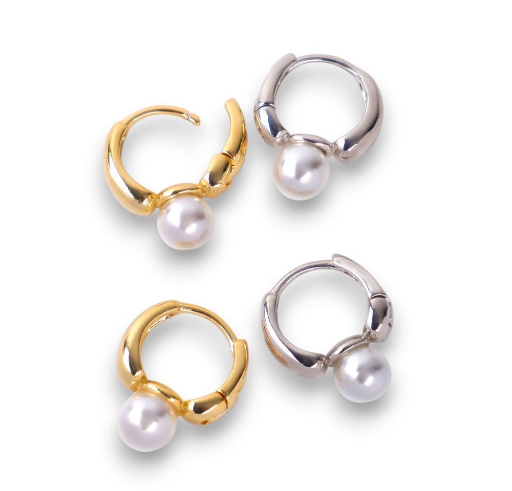 SHELAGO Perlenohrringe - Creolen mit Perlen, Ohrschmuck Perle, Schmuck Geschenk (inkl. Geschenkverpakung) – Bild 2 von 3