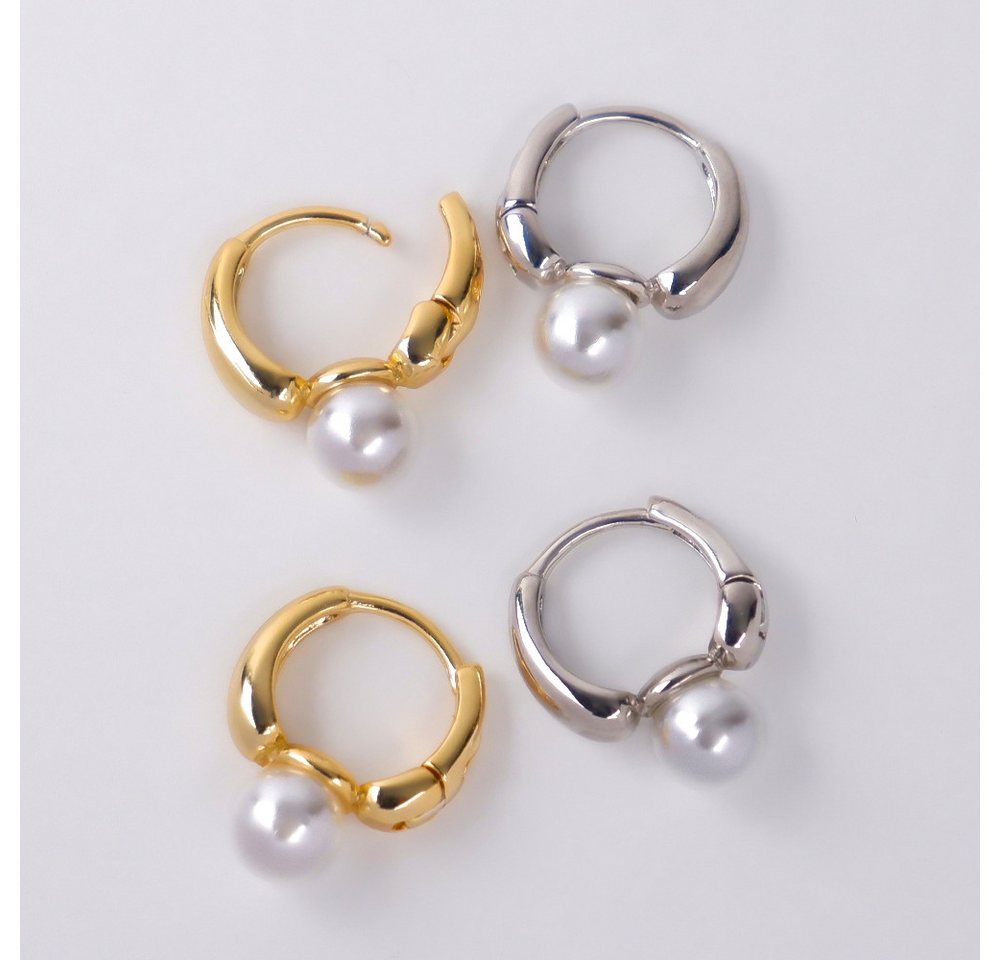 SHELAGO Perlenohrringe - Creolen mit Perlen, Ohrschmuck Perle, Schmuck Geschenk (inkl. Geschenkverpakung) – Bild 3 von 3