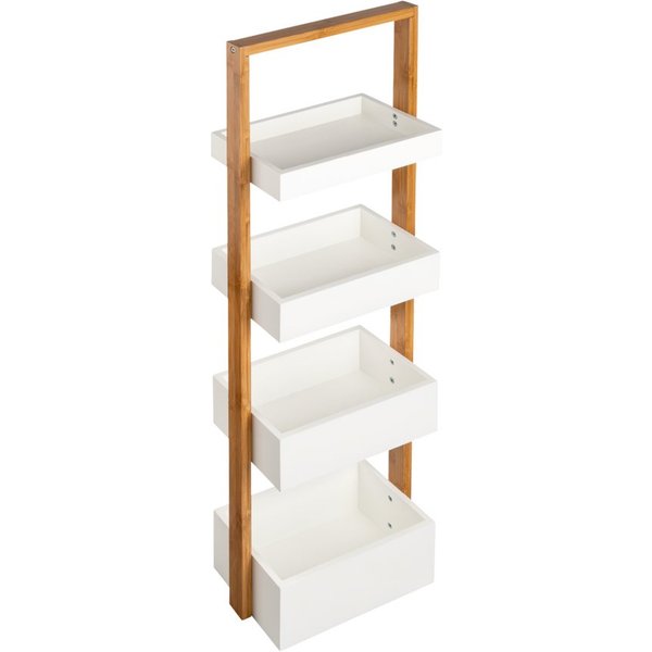 shelfmade Küchenregal Schmales Badregal Standregal Küchenregal mit 4 weißen Bambus Ebenen