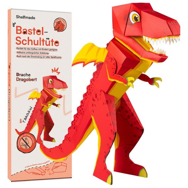 shelfmade Schultüte Schultüte zum selber basteln, Drache & Dino Schulrex, steht von selbst