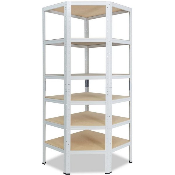 shelfplaza Eckregal HOME, 180x60x30cm weiß, Metall Eckregal stehend mit 6 Böden
