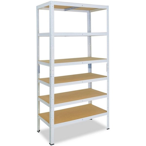 shelfplaza Schwerlastregal HOME, 200x60x50cm weiß, 6 Böden, Kellerregal, Garagenregal, Steckregal