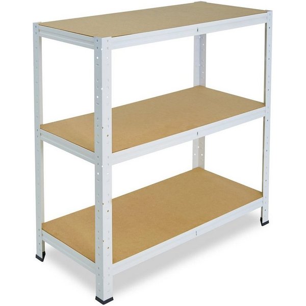 shelfplaza Schwerlastregal HOME, 90x60x50cm weiß, 3 Böden, Kellerregal, Garagenregal, Steckregal
