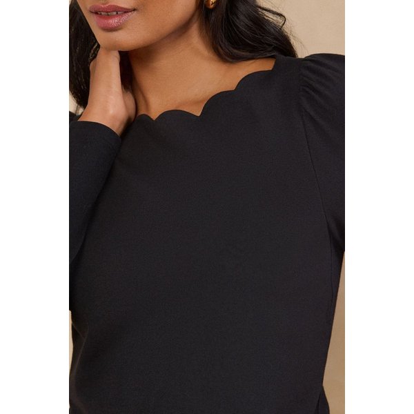 Love & Roses Shirtbluse Love & Roses Langarm-Oberteil, U-Boot-Ausschnitt (1-tlg)