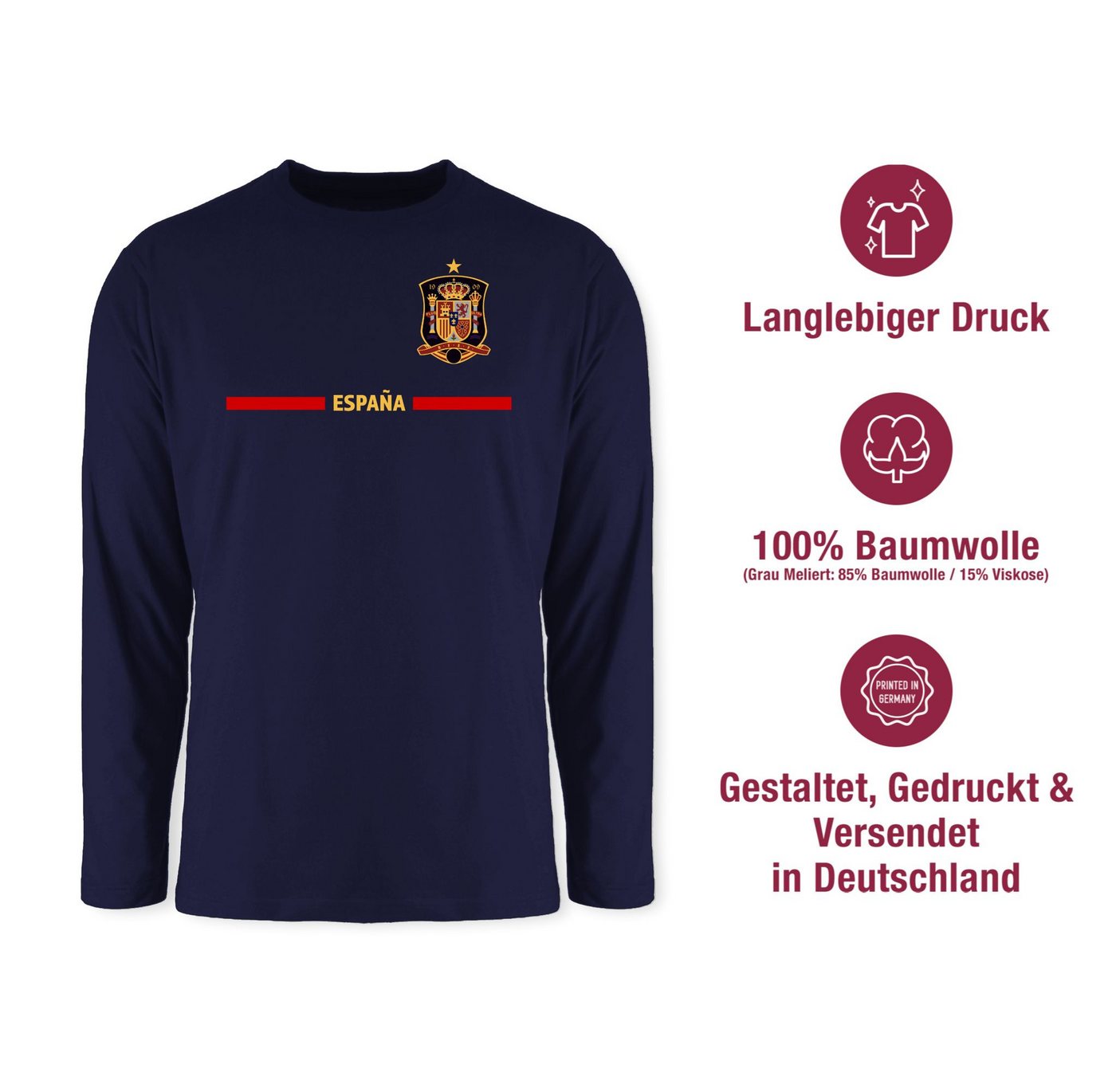 Shirtracer Rundhalsshirt Spanisches Trikot Wappen, España mit Stolz, Spanien Fan-Motiv 2026 Fussball WM Fanartikel – Bild 3 von 4