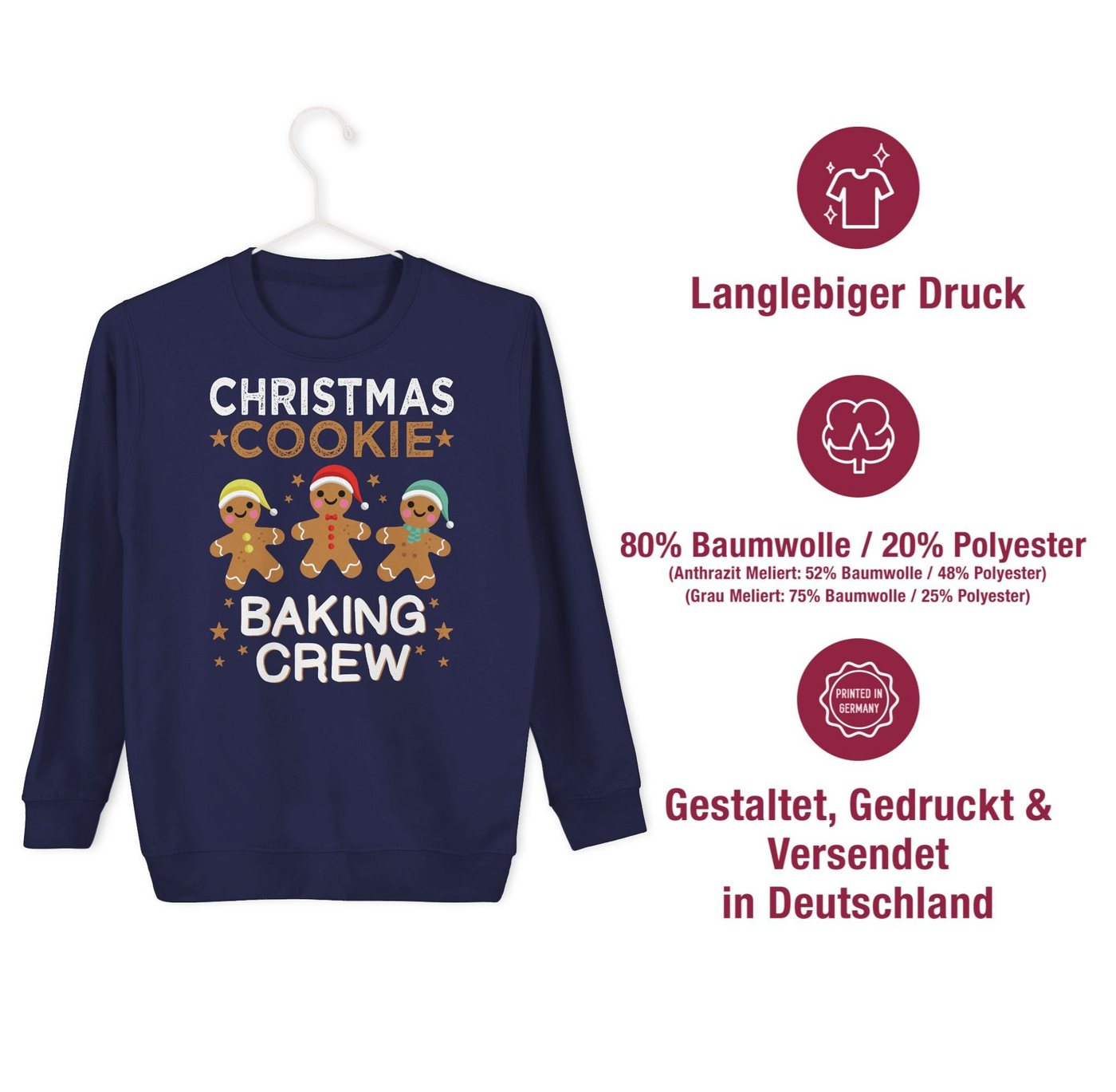 Shirtracer Sweatshirt Christmas Cookie Baking Crew I Lebkuchenmännchen I Lebkuchen Männer I Weihnachten Kleidung Kinder – Bild 4 von 5