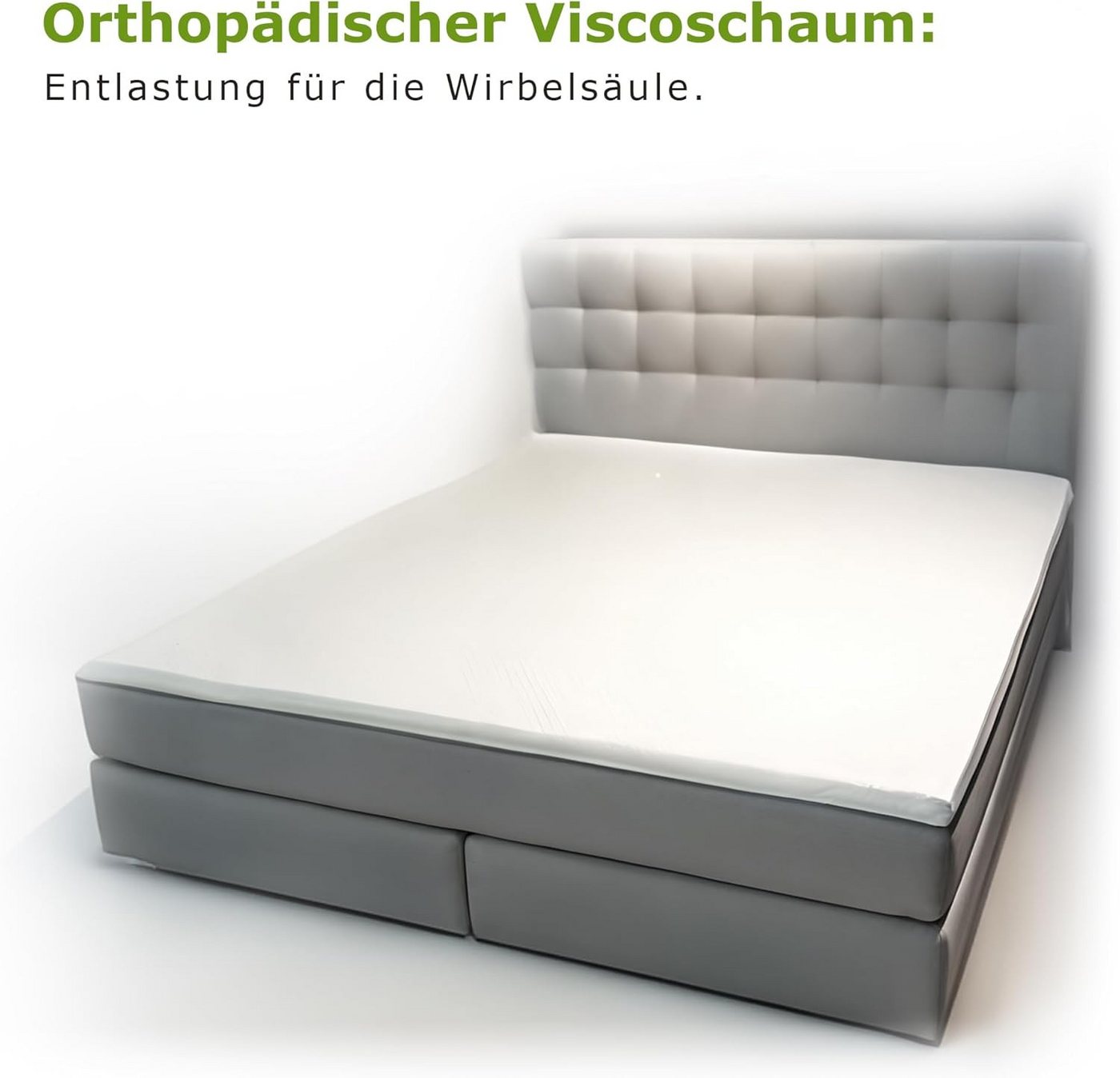 shogazi ®, Topper SHOGAZI Visco Topper, Memory-Schaum, abnehmbarer Bezug, Reißverschluss, 5 cm hoch – Bild 4 von 5