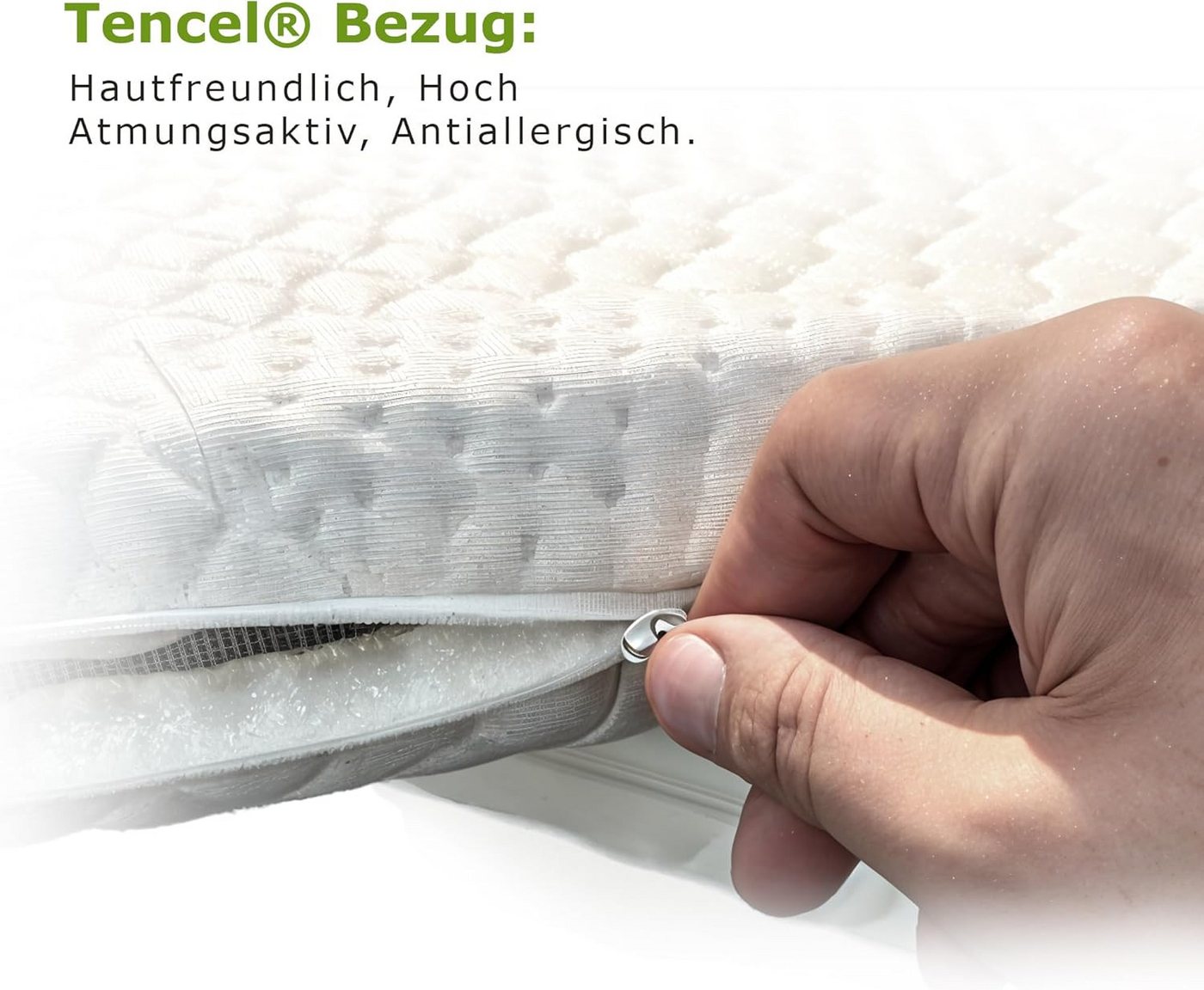 shogazi ®, Topper SHOGAZI Visco Topper, Memory-Schaum, abnehmbarer Bezug, Reißverschluss, 5 cm hoch – Bild 5 von 5