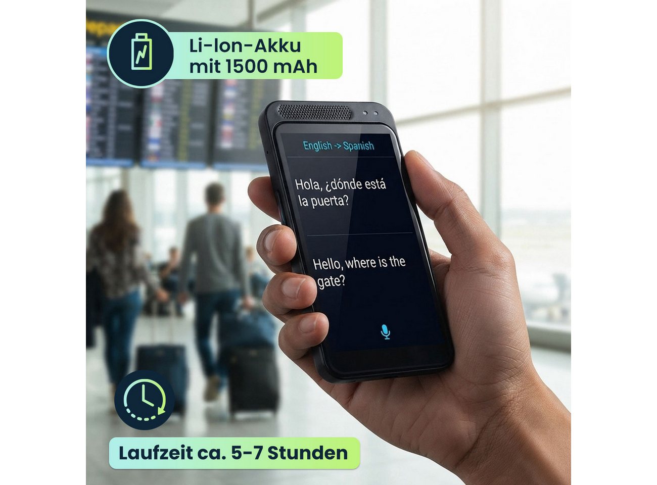 shop'n smile ideoon Sprachcomputer Echtzeit-Sprachübersetzer 150 Sprachen 4,5 Zoll Display KI, Kamera, 21 Offline-Modi, 5MP Kamera, KI-Chatbot & 0,2s Reaktionsz – Bild 2 von 5