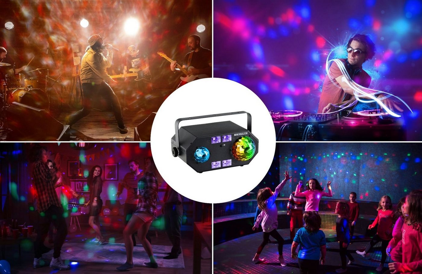 Showlite Discolicht MEL-4 Multi-Effect-Light, LED fest integriert, Farbwechsler, integriertes Mikrofon für Musiksteuerung – Bild 2 von 5