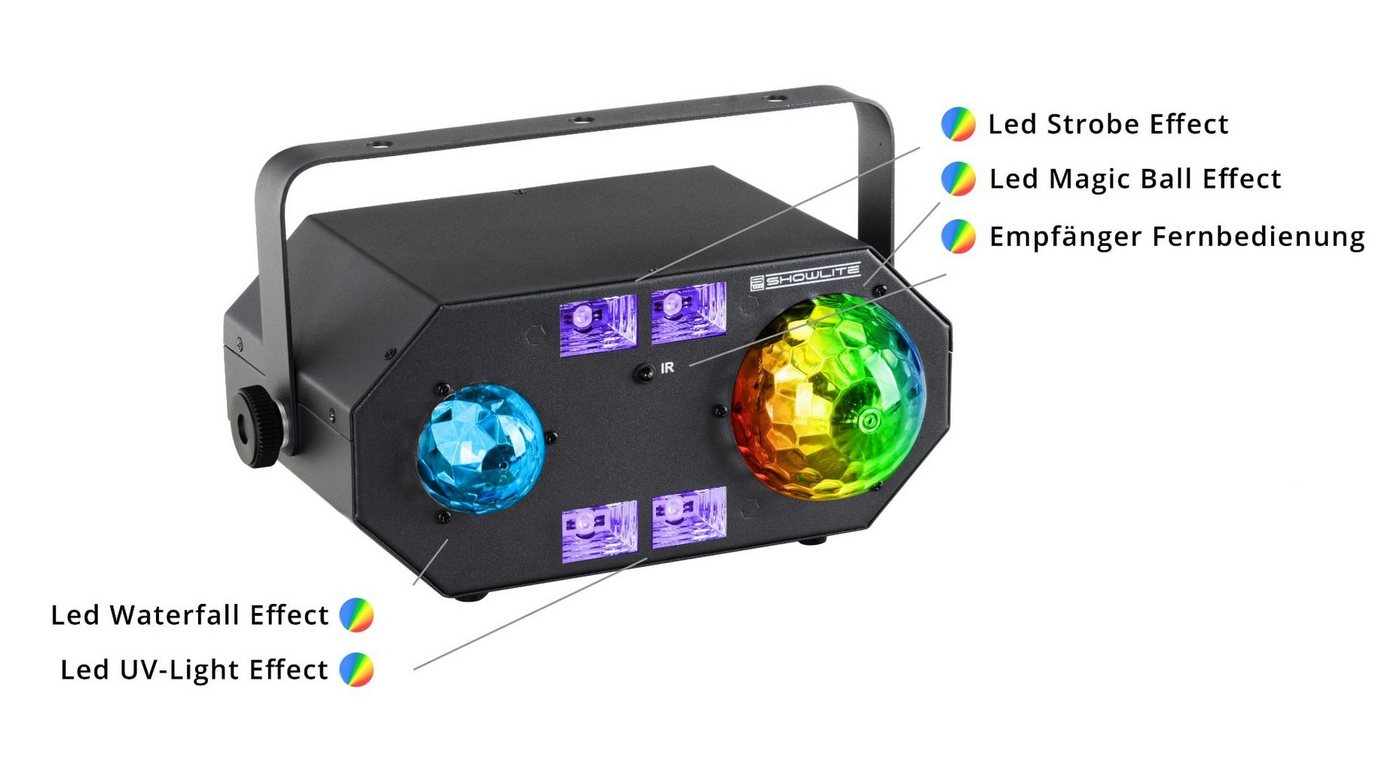 Showlite Discolicht MEL-4 Multi-Effect-Light, LED fest integriert, Farbwechsler, integriertes Mikrofon für Musiksteuerung – Bild 3 von 5