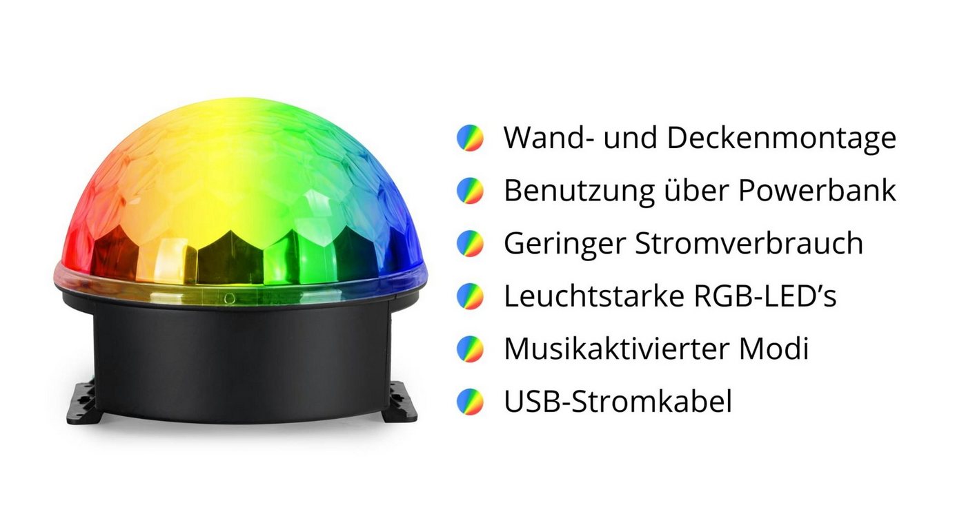 Showlite Discolicht PBS-20 Party-Ball, LED fest integriert, Farbwechsler, integriertes Mikrofon für Musiksteuerung – Bild 3 von 5