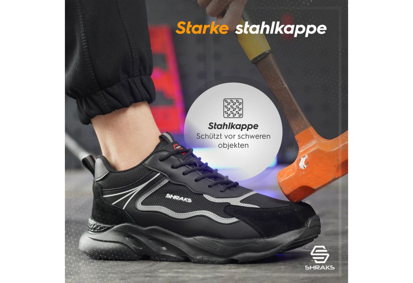 Shraks Moda Sicherheitsschuhe Bequem, Stahlkappe, Rutschfest,ISO20345 Arbeitsschuh – Bild 2 von 5