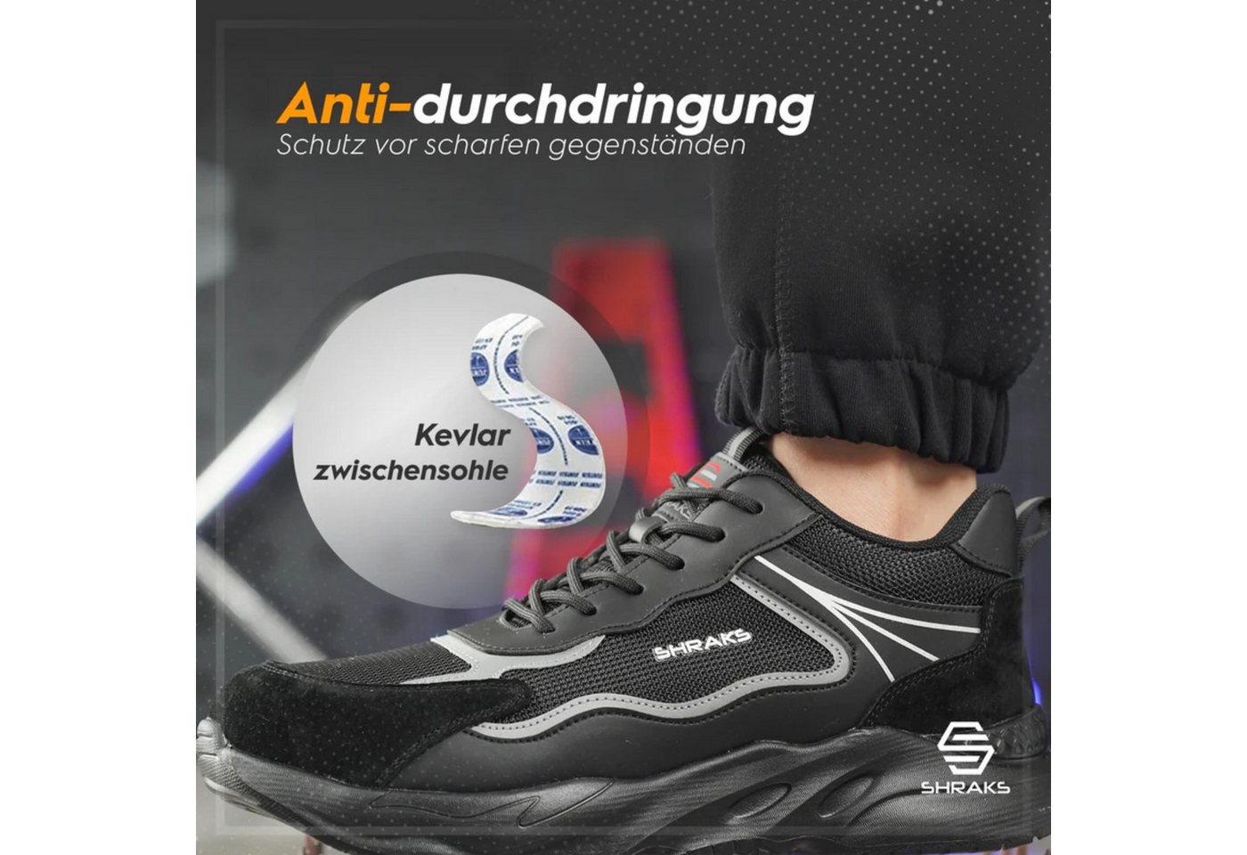 Shraks Moda Sicherheitsschuhe Bequem, Stahlkappe, Rutschfest,ISO20345 Arbeitsschuh – Bild 3 von 5