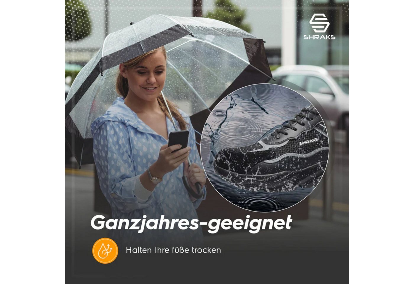 Shraks Moda Sicherheitsschuhe Bequem, Stahlkappe, Rutschfest,ISO20345 Arbeitsschuh – Bild 5 von 5