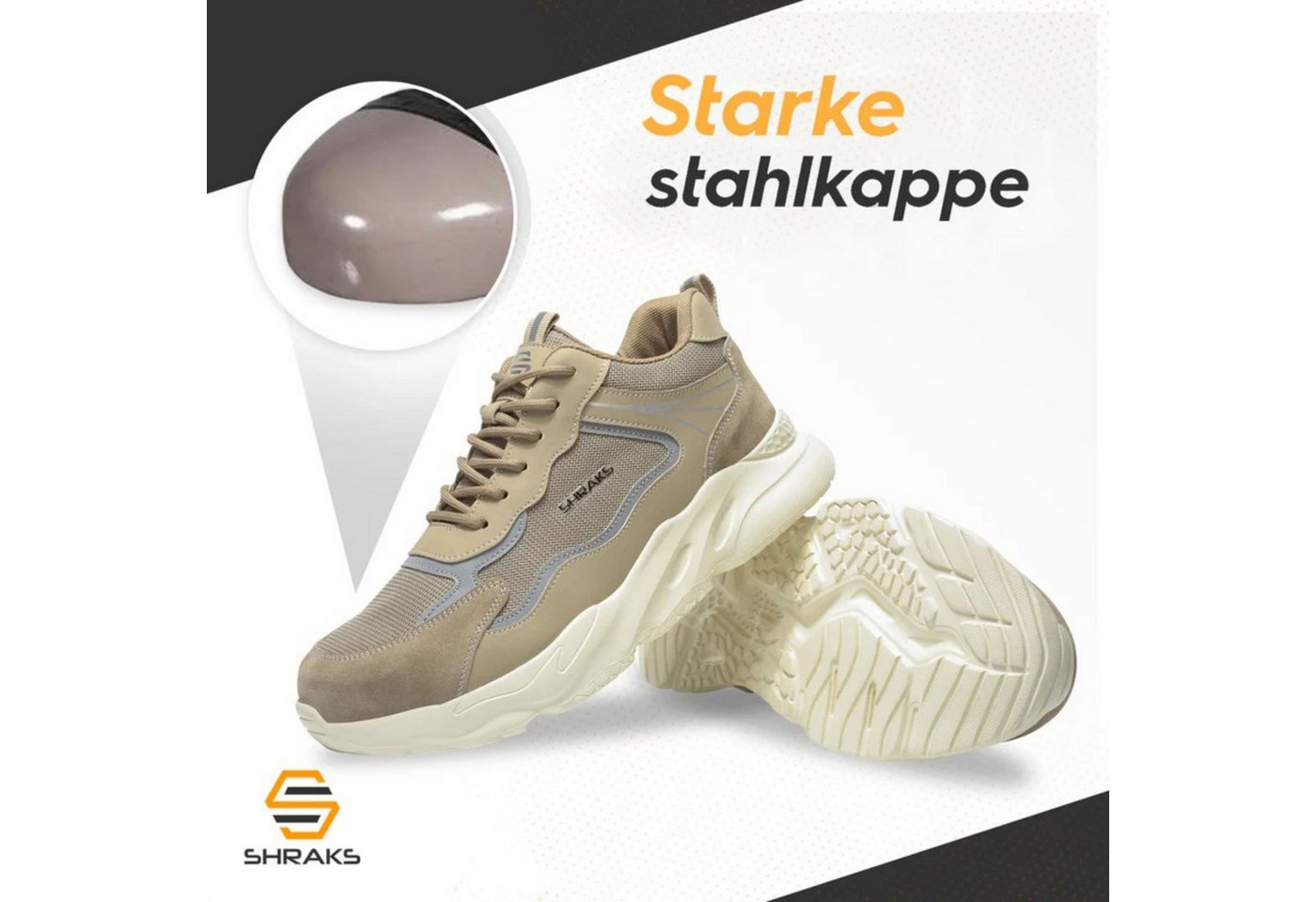 Shraks Moda Sicherheitsschuhe Bequem, Stahlkappe, Rutschfest,ISO20345 Arbeitsschuh – Bild 2 von 5