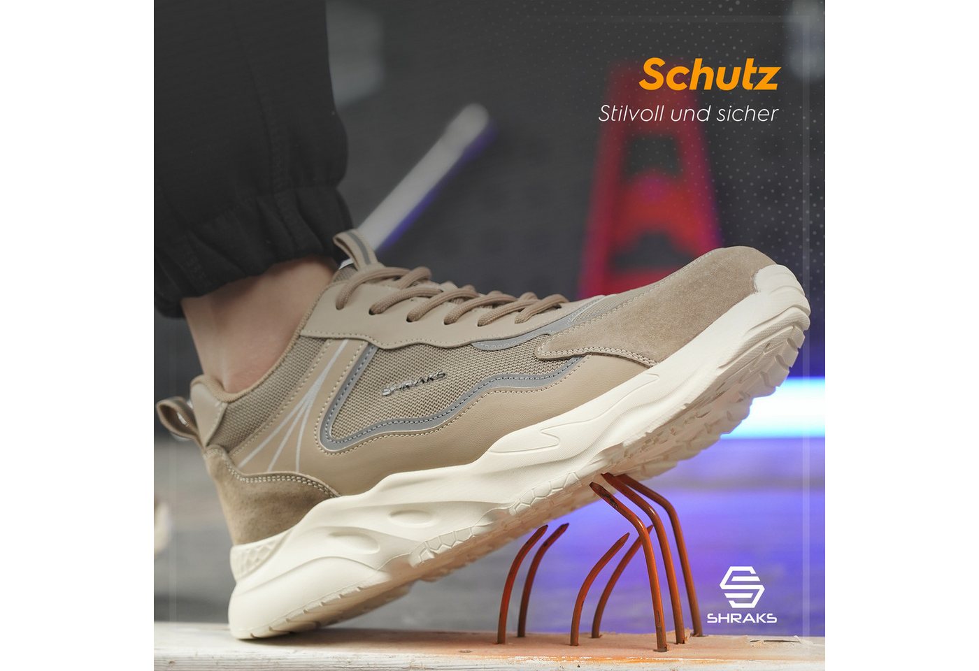Shraks Moda Sicherheitsschuhe Bequem, Stahlkappe, Rutschfest,ISO20345 Arbeitsschuh – Bild 3 von 5