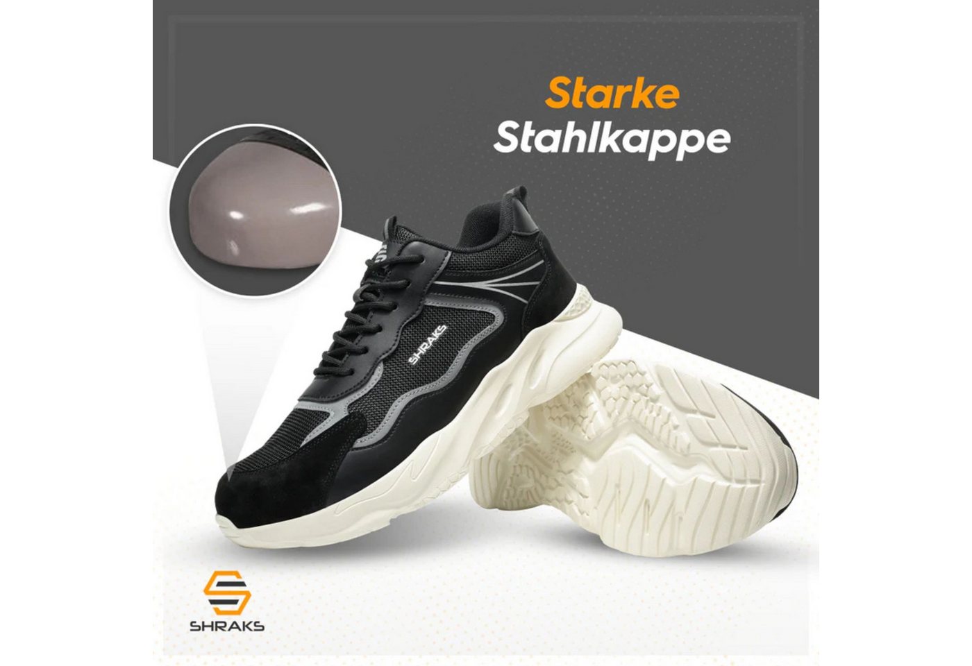 Shraks Moda Sicherheitsschuhe Bequem, Stahlkappe, Rutschfest,ISO20345 Arbeitsschuh – Bild 2 von 5