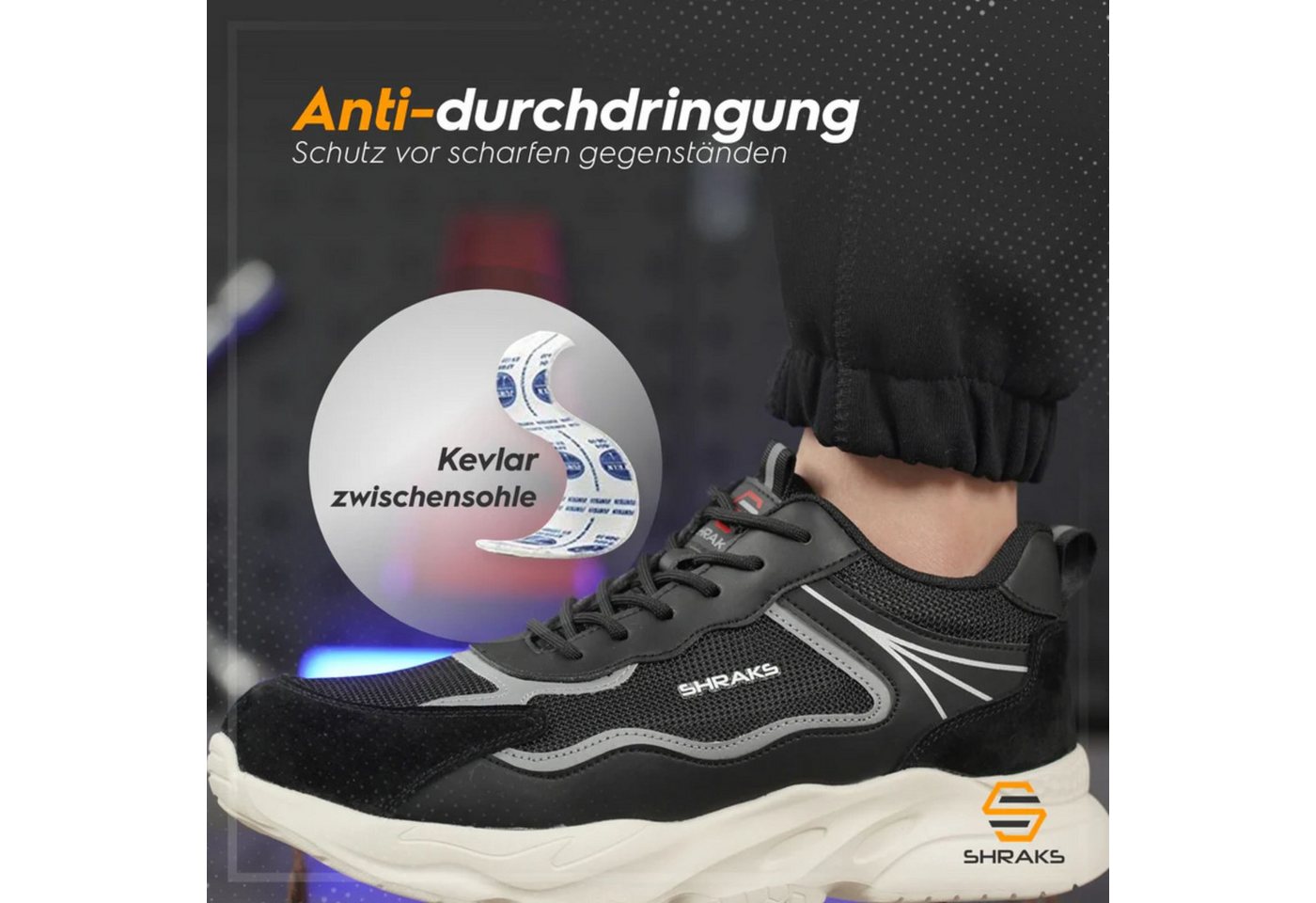 Shraks Moda Sicherheitsschuhe Bequem, Stahlkappe, Rutschfest,ISO20345 Arbeitsschuh – Bild 3 von 5