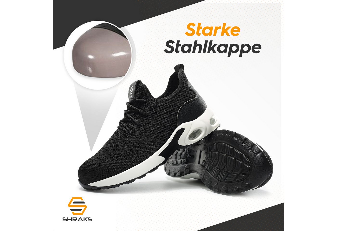 Shraks Moon Sicherheitsschuhe Bequem, Stahlkappe, Rutschfest, ISO20345 Arbeitsschuh – Bild 2 von 5