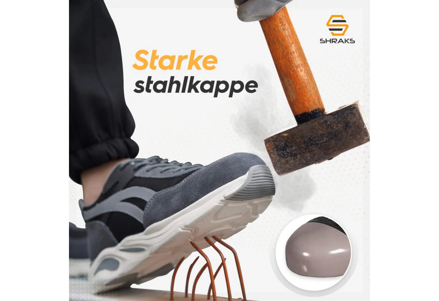 Shraks Nova Sicherheitsschuhe Bequem, Stahlkappe, Rutschfest,ISO20345 Arbeitsschuh – Bild 2 von 5