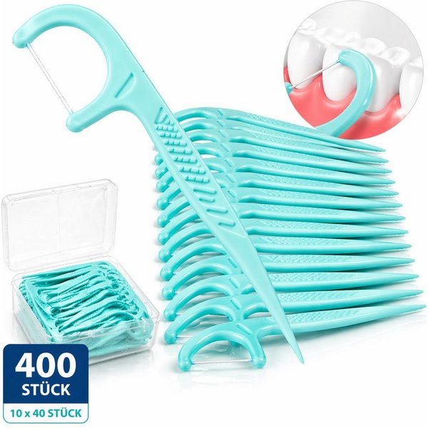 Sibastore Zahnseide-Stick, (Spar-Set, 400-St), 2-in-1 Floss & Pick