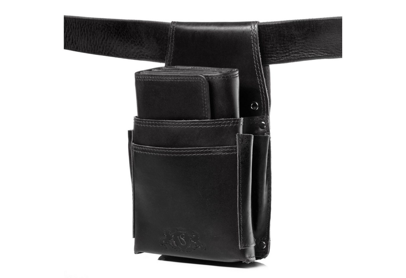 SID & VAIN Geldbörse ABERDEEN, Kellnerportemonnaie mit Holster groß echt Leder Unisex schwarz – Bild 2 von 5