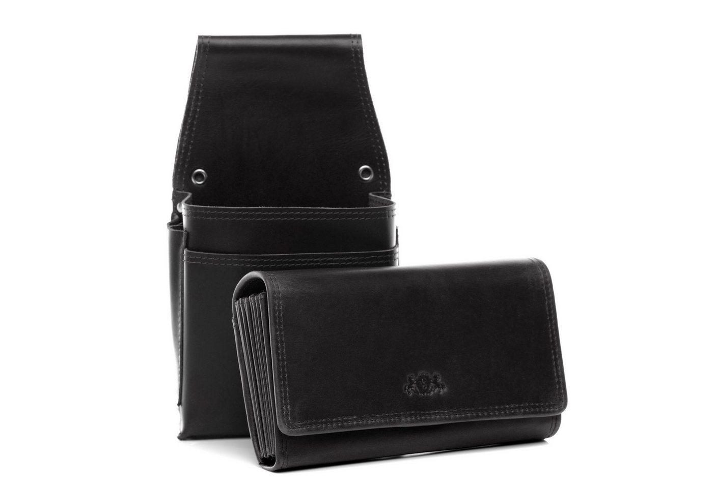SID & VAIN Geldbörse ABERDEEN, Kellnerportemonnaie mit Holster groß echt Leder Unisex schwarz – Bild 4 von 5