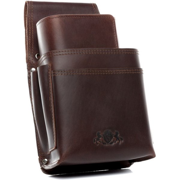 SID & VAIN Geldbörse ABERDEEN, Kellnerportemonnaie echt Leder Unisex, Münzbörse braun-cognac