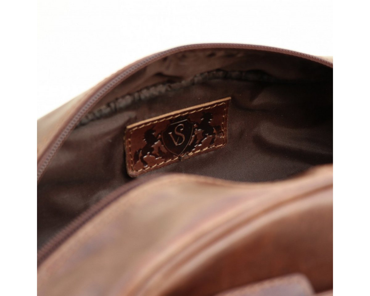 SID & VAIN Kulturbeutel echt Leder Kulturtasche groß Ledertasche braun ALEX, Waschbeutel Echtleder für Herren, Kosmetiktasche braun-cognac – Bild 4 von 5