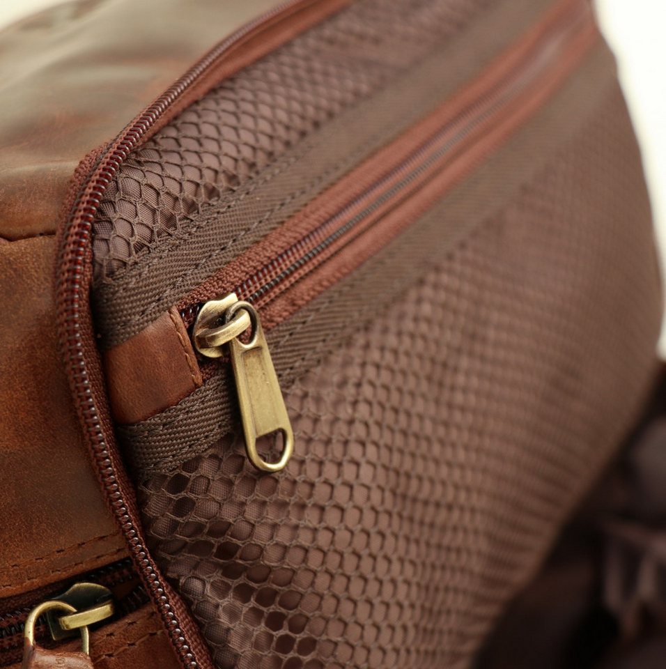 SID & VAIN Kulturbeutel echt Leder Kulturtasche groß Ledertasche braun ALEX, Waschbeutel Echtleder für Herren, Kosmetiktasche braun-cognac – Bild 5 von 5